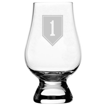 United States Army 1st Infantry Division Etched Glencairn Crystal Whiskey Glass