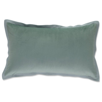 Velvet Flange Ice Blue Rectangular Throw Pillow