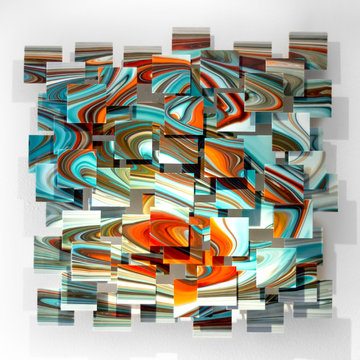 "Groovy" Glass and Metal Wall Sculpture