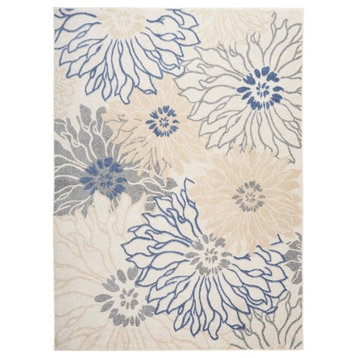 Nourison Passion 5'3" x 7'3" Ivory Grey Blue Contemporary Indoor Area Rug