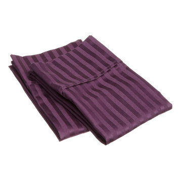Striped 400-Thread-Count Pillowcases, Premium Cotton, Standard, Plum