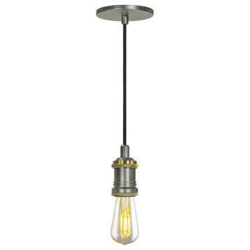 Light Line Voltage Vintage Led Pendant And Canopy Kit, Graphite With Brass Accen