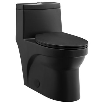 Virage One-Piece Elongated Toilet Vortex Dual-Flush 1.1/1.6 gpf, Matte Black