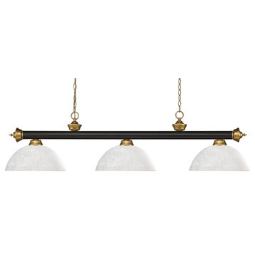 Riviera 3-Light Linear Pendant Light In Bronze With Satin Gold