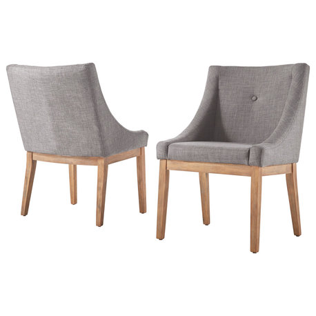 Keighley Button Tufted Dining Chair, Set of 2, Grey