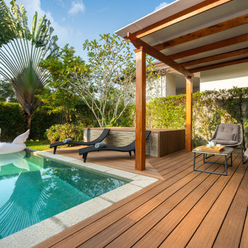 Swimming Pool in Tropical Garden Villa With Wood Decking