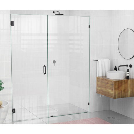 78"x70" Frameless Shower Door Wall Hinge, Matte Black