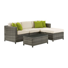 Crosley Sea Island 5-Piece Right Facing Patio Sectional Set, Gray