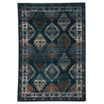 Jaipur Living - Vibe by Jaipur Living Lia Medallion Blue/Rust Area Rug, 9'6"x12'7" - Inspired by the vintage perfection of sun-bathed Turkish designs, the Myriad collection is warm and inviting with faded yet moody hues. The Lia rug boasts a perfectly distressed tribal medallion motif in deep tones of blue, dusty pink, and tan with ivory fringe trim for added texture and antique allure. This power-loomed rug features a plush and durable blend of polyester and polypropylene, lending the ideal accent to high-traffic spaces.
