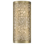 Savoy House - Savoy House New Haven 2 Light Wall Sconce, New Burnished Brass - The organic appeal of New Haven's abstract design allows it to complement a variety of environments. The laser-cut metal pattern in a Burnished Brass finish contrasts nicely with the pale cream inner shade. The decorative sconce measures 7" wide x 16" high x 4'" extension and is illuminated by two 60-watt candelabra bulbs.