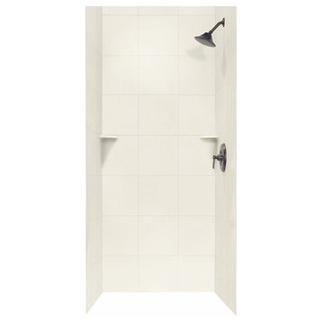 Swan 36x36x72 Solid Surface Shower Wall Surround, Bisque