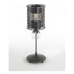 Matrix 7" Table Lamp with Crystals | Black Brushed Steel - Table Lamps