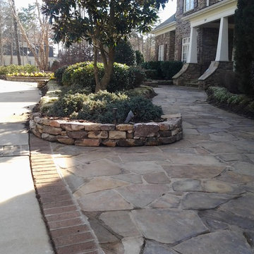 Dry Stacked Natural Stone Retaining Walls, Planters