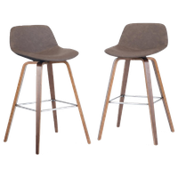 Randolph Counter Height Stool(Set 2)in Distressed Chocolate Brown Faux Leather