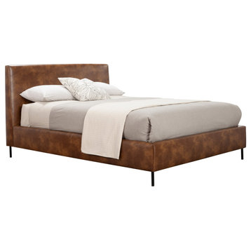 Sophia Standard King Faux Leather Platform Bed, Brown