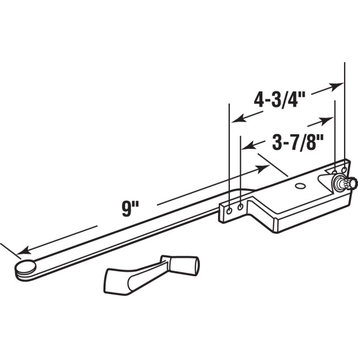 Steel Casement Operator, 9" Arm, Square Housing, White, Right Hand