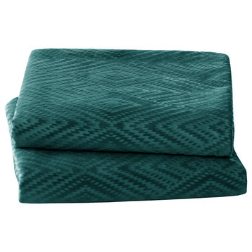 IKAT Velvet Pillow Shell Sets, Sapphire, 4 Piece 20" X 20"