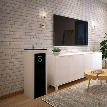 Add kitchen facilities with water purifier and induction cooker, hood