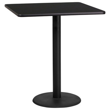36'' Square Black Laminate Table Top with 24'' Round Bar Height Table Base