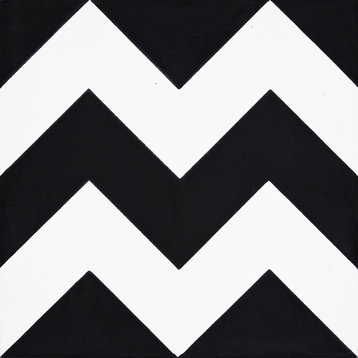 8"x8" Jerada Handmade Cement Tile, Black/White, Set of 12