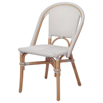 Avignon Paris Rattan Bistro Chair, White/Gray