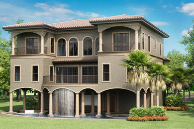 Example of a huge tuscan home design design in Tampa