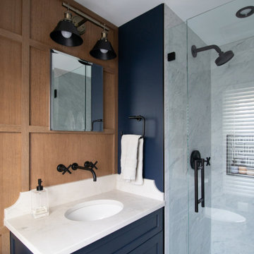 Wet Room Oasis versus Cigar Lounge Style in Dual Bath Remodel