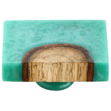 Beauty Art 1-2/3 in. Green and Wood Rectangle Drawer Cabinet Knob