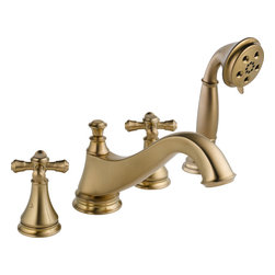 Delta Cassidy Roman Tub w/ Hand Shower Trim - Low Arc Spout - Tub And Shower Faucet Sets