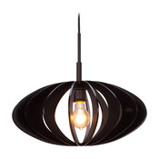 Canopy 1-Light Wood Shade Pendant, Wenge, 72"x16.5", Metalli