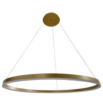 Yatziri Integrated LED Gold Circular Pendant, 32"
