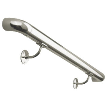 Round Hand Rail Kit, Brushed Stainless Steel, 4'