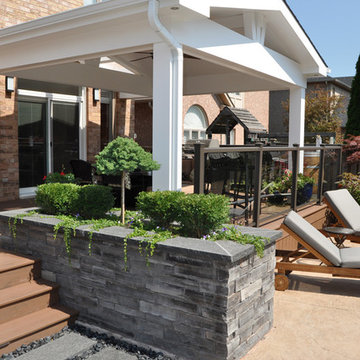 Oakville ON Stacked Stone Porch Planter Box