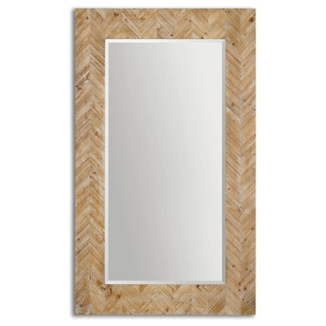 Luxe 74" Light Wood Chevron Wall/Floor Mirror