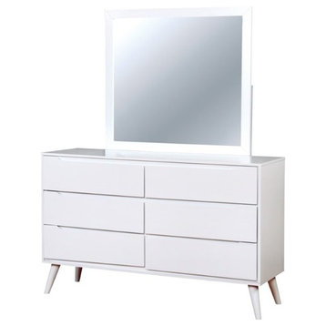 Furniture of America Belkor Solid Wood 6-Drawer Dresser and Mirror Set in White