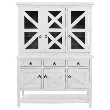 Rustic Extra Wide Dining Hutch and Buffet, Bright White