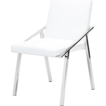 Nika Modern Dining Chair, Contemporary Side Chair, Faux Leather White