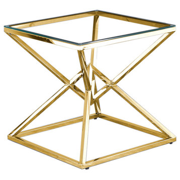 Clear Glass With Gold Plated Side Table