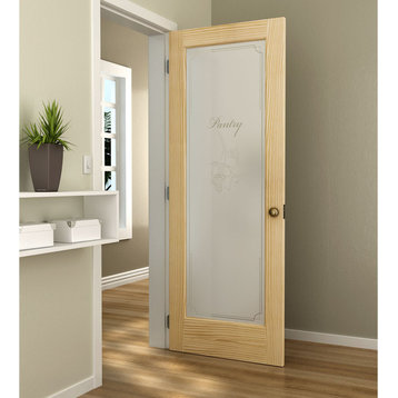1-Lite Pantry Frosted Privacy Glass French Door Unfinished, 32"x80"x 1.375"