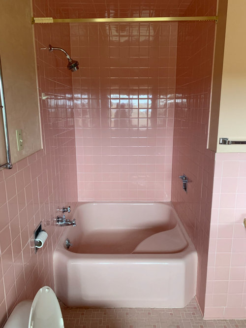 Design Dilemma Original mid century pink bathroom