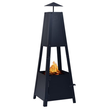 Vidaxl Fire Pit Black 13.8"x13.8"x39" Steel