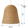 Handwoven Wicker Bell Pendant Lamp, Natural, Natural Brown