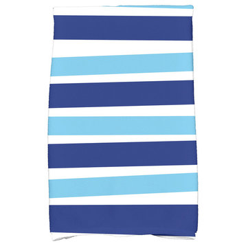 Stripes Holiday Stripe Print Kitchen Towel, Royal Blue