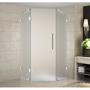 Neoscape 40"x40"x72" Frameless Neo-Angle Shower Enclosure, Frosted, Chrome