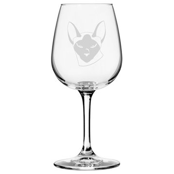 Modern Siamese, Face Cat Themed Etched All Purpose 12.75oz. Libbey Wine Glass