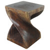 Haussmann Wood Twist End Table 15 x 15 x 20 inch High Mocha Oil