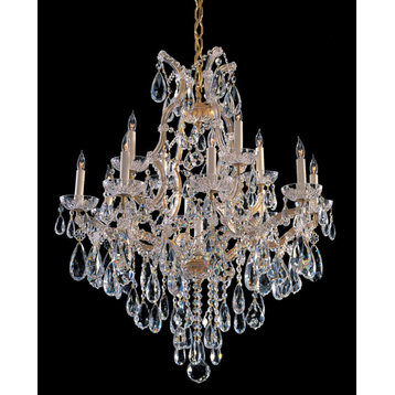 Maria Theresa 13-Light 32" Traditional Chandelier in Gold with Clear Hand Cut