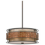 Quoizel - Laguna 3-Light Pendant in Renaissance Copper - This mica piece is an addition to the Quoizel Naturals collection and features a mosaic tile stripe, which appears to be floating around a taupe mica shade. The tiles have a coppery shimmer for an added touch of elegance. It provides a warm and inviting accent for most any home.  This light requires 3 , 60W Watt Bulbs (Not Included) UL Certified.