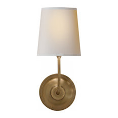 Vendome Wall Sconce, 1-Light, Antique Brass, Natural Paper Shade, 14"H