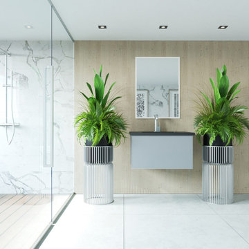 Laviva 313VTR-30FG-MB Vitri 30 - Fossil Grey Vanity Cabinet + Matte Black VIVA S